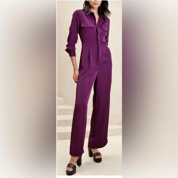 Banana Republic Deep Purple Wide Leg Jumpsuit - Picture 3 of 5